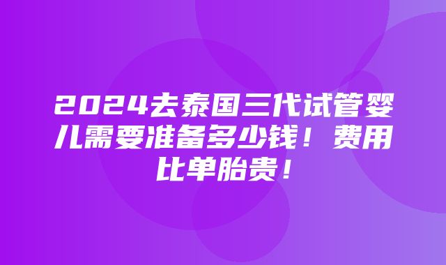 2024去泰国三代试管婴儿需要准备多少钱！费用比单胎贵！