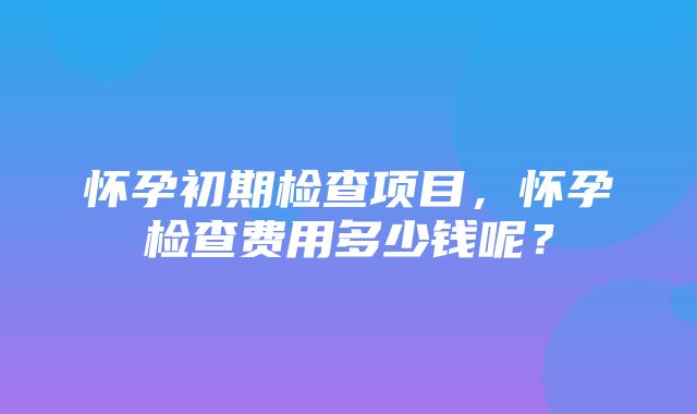 怀孕初期检查项目，怀孕检查费用多少钱呢？