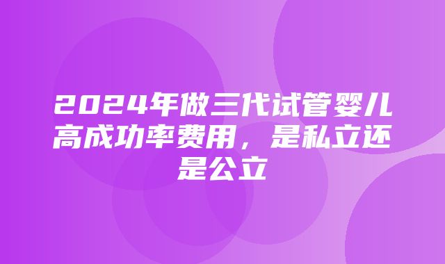 2024年做三代试管婴儿高成功率费用，是私立还是公立