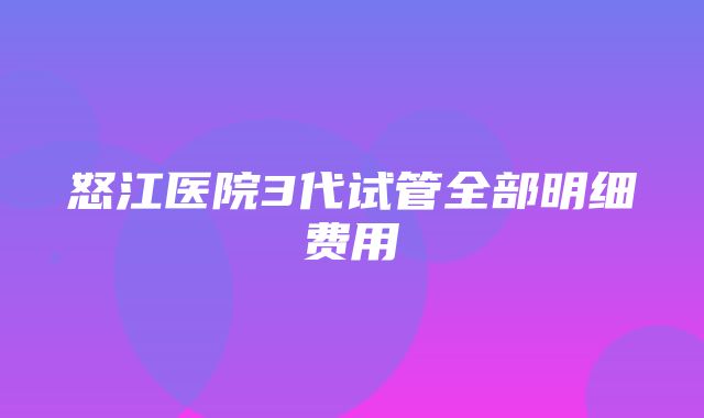 怒江医院3代试管全部明细费用