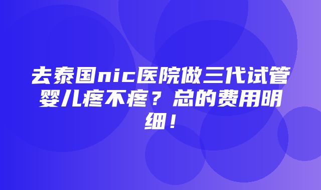 去泰国nic医院做三代试管婴儿疼不疼？总的费用明细！