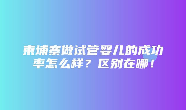 柬埔寨做试管婴儿的成功率怎么样？区别在哪！