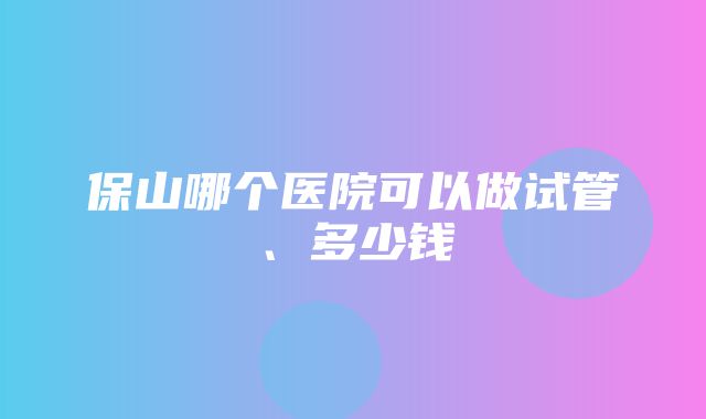 保山哪个医院可以做试管、多少钱