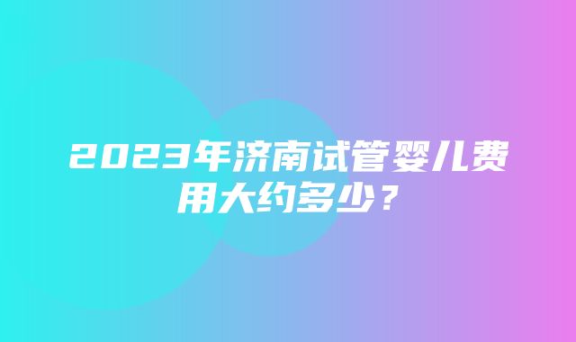 2023年济南试管婴儿费用大约多少？