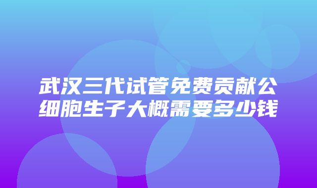 武汉三代试管免费贡献公细胞生子大概需要多少钱