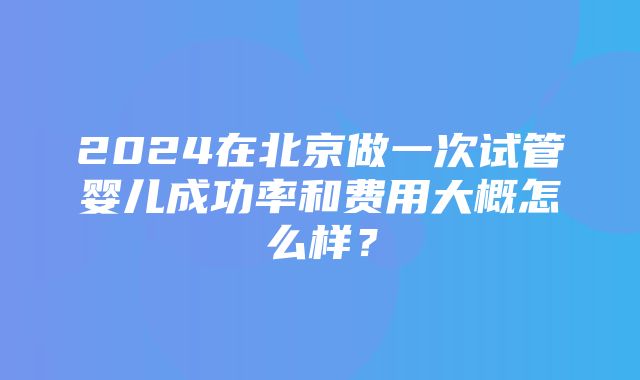 2024在北京做一次试管婴儿成功率和费用大概怎么样？