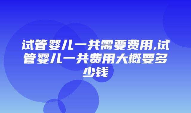 试管婴儿一共需要费用,试管婴儿一共费用大概要多少钱