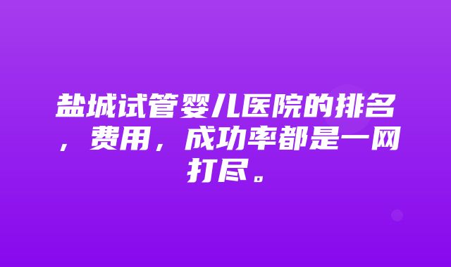 盐城试管婴儿医院的排名，费用，成功率都是一网打尽。