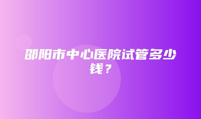 邵阳市中心医院试管多少钱？