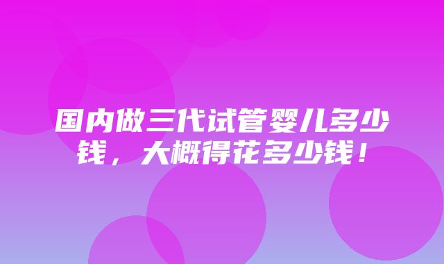 国内做三代试管婴儿多少钱，大概得花多少钱！