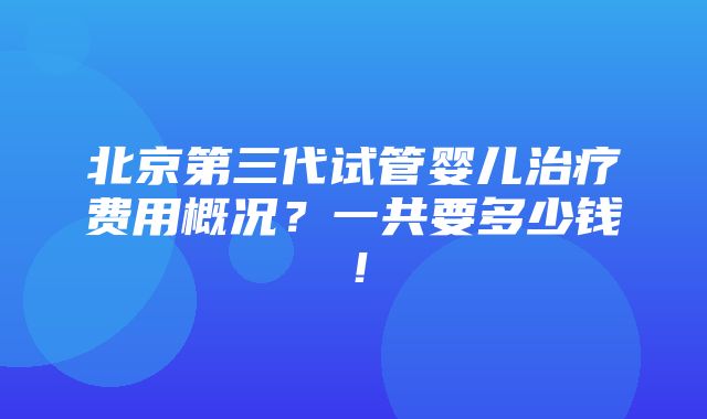 北京第三代试管婴儿治疗费用概况？一共要多少钱！