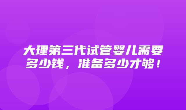 大理第三代试管婴儿需要多少钱，准备多少才够！