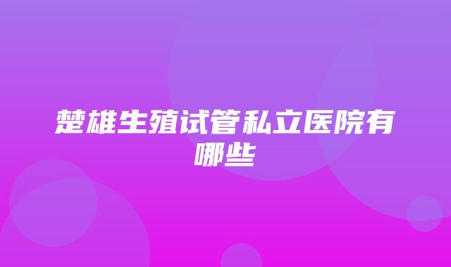 楚雄生殖试管私立医院有哪些