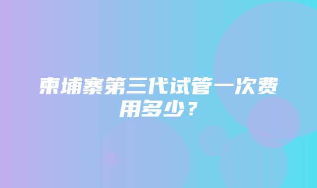 柬埔寨第三代试管一次费用多少？