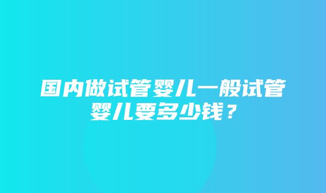 国内做试管婴儿一般试管婴儿要多少钱？