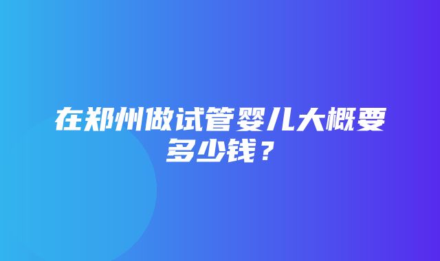 在郑州做试管婴儿大概要多少钱？