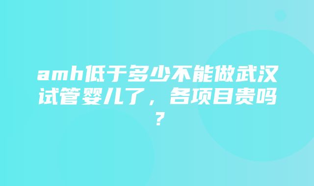 amh低于多少不能做武汉试管婴儿了，各项目贵吗？