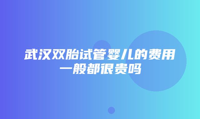 武汉双胎试管婴儿的费用一般都很贵吗