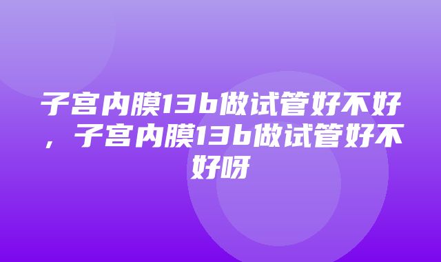 子宫内膜13b做试管好不好，子宫内膜13b做试管好不好呀