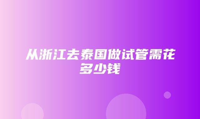 从浙江去泰国做试管需花多少钱