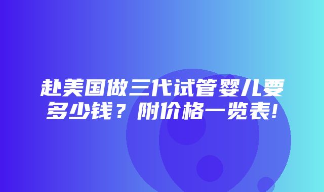 赴美国做三代试管婴儿要多少钱？附价格一览表!