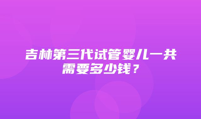 吉林第三代试管婴儿一共需要多少钱？