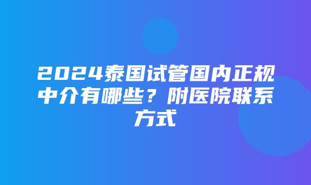 2024泰国试管国内正规中介有哪些？附医院联系方式