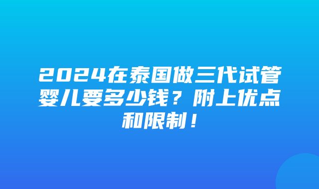 2024在泰国做三代试管婴儿要多少钱？附上优点和限制！