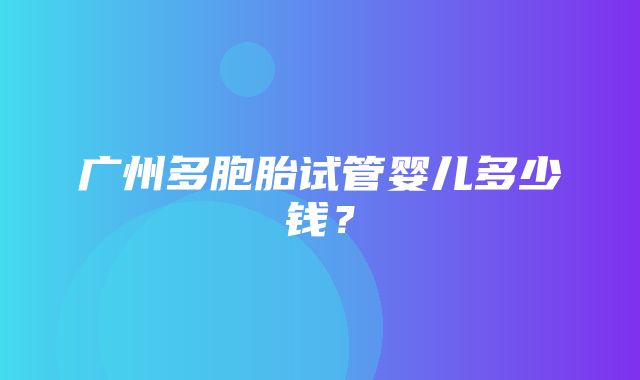 广州多胞胎试管婴儿多少钱？