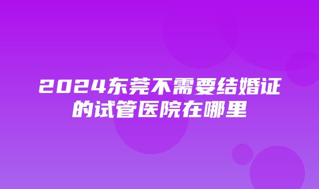 2024东莞不需要结婚证的试管医院在哪里