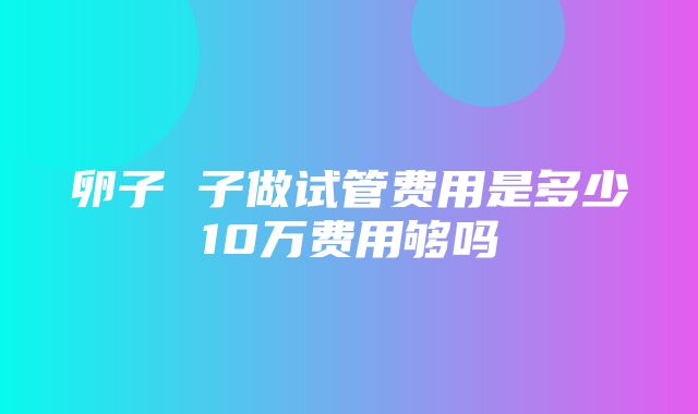 卵子 子做试管费用是多少10万费用够吗