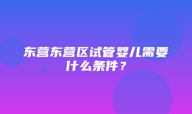 东营东营区试管婴儿需要什么条件？