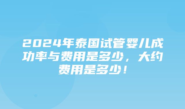 2024年泰国试管婴儿成功率与费用是多少，大约费用是多少！