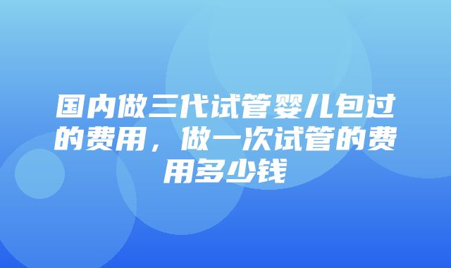 国内做三代试管婴儿包过的费用，做一次试管的费用多少钱