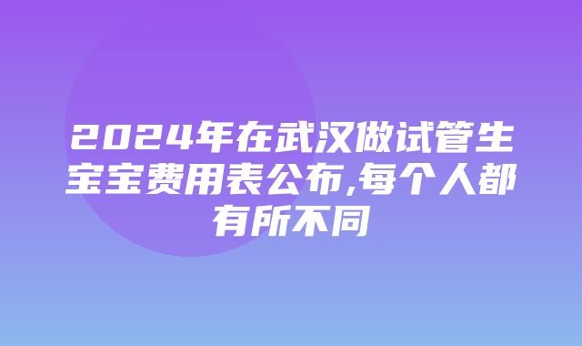 2024年在武汉做试管生宝宝费用表公布,每个人都有所不同