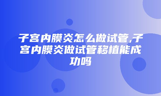 子宫内膜炎怎么做试管,子宫内膜炎做试管移植能成功吗