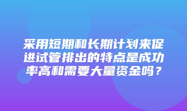 采用短期和长期计划来促进试管排出的特点是成功率高和需要大量资金吗？