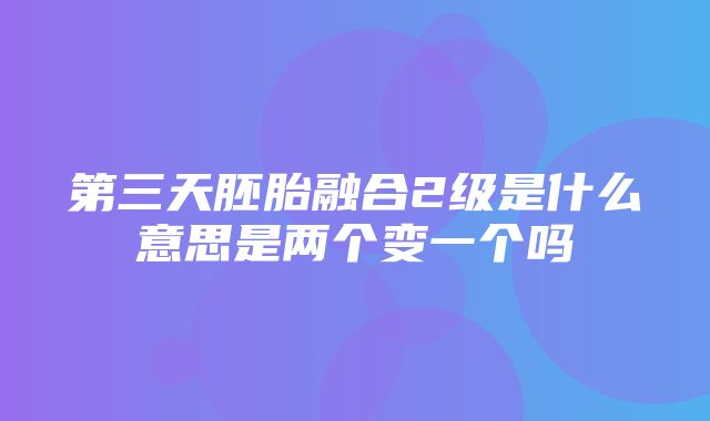 第三天胚胎融合2级是什么意思是两个变一个吗