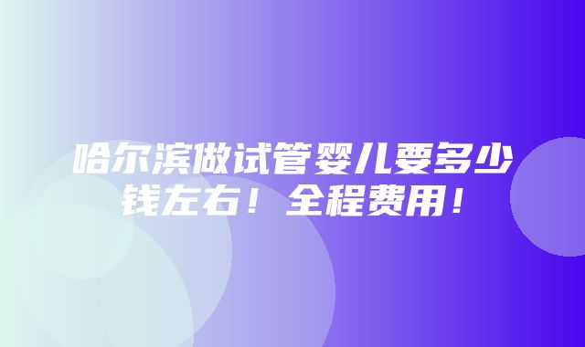 哈尔滨做试管婴儿要多少钱左右！全程费用！