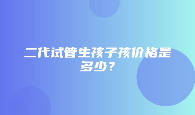 二代试管生孩子孩价格是多少？