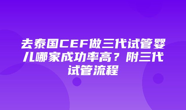 去泰国CEF做三代试管婴儿哪家成功率高？附三代试管流程