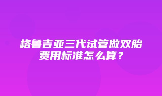 格鲁吉亚三代试管做双胎费用标准怎么算？