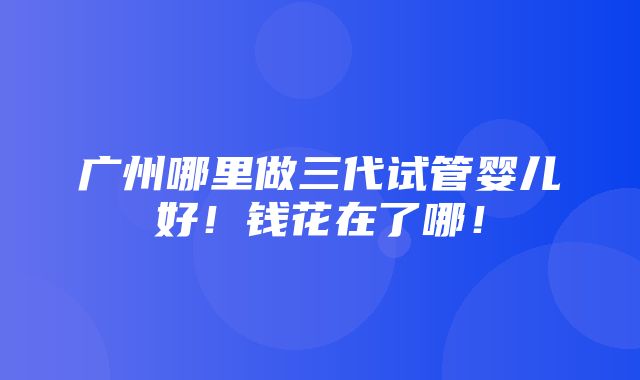 广州哪里做三代试管婴儿好！钱花在了哪！