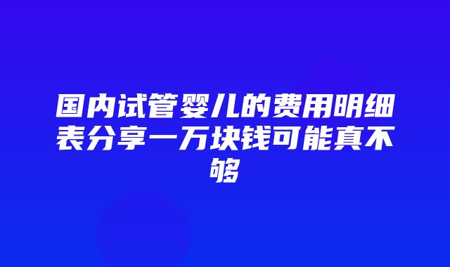 国内试管婴儿的费用明细表分享一万块钱可能真不够