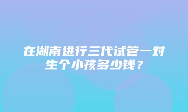 在湖南进行三代试管一对生个小孩多少钱？