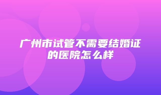 广州市试管不需要结婚证的医院怎么样