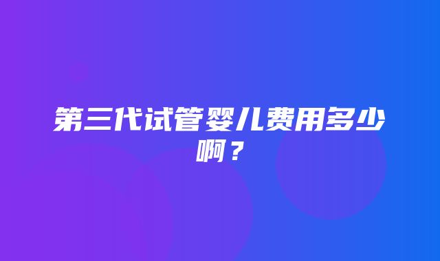 第三代试管婴儿费用多少啊？