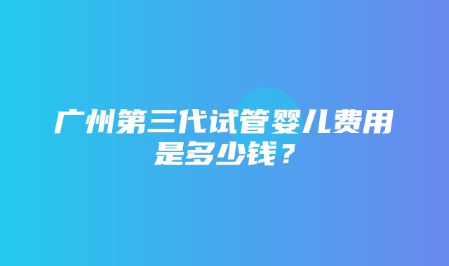 广州第三代试管婴儿费用是多少钱？