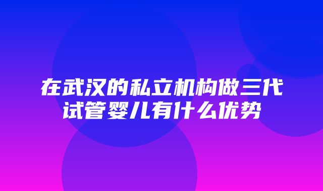 在武汉的私立机构做三代试管婴儿有什么优势