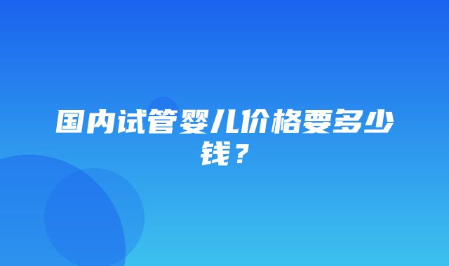 国内试管婴儿价格要多少钱？